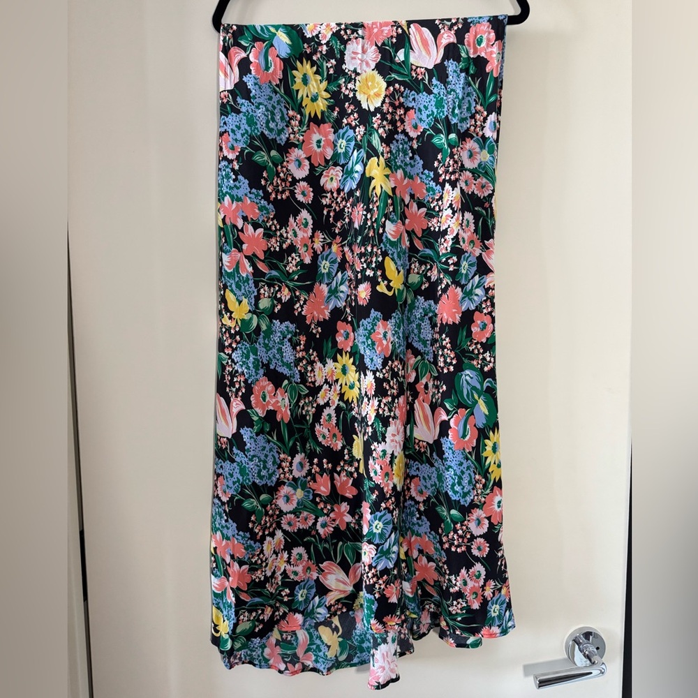 Anthropologie Silk Floral Slip Skirt